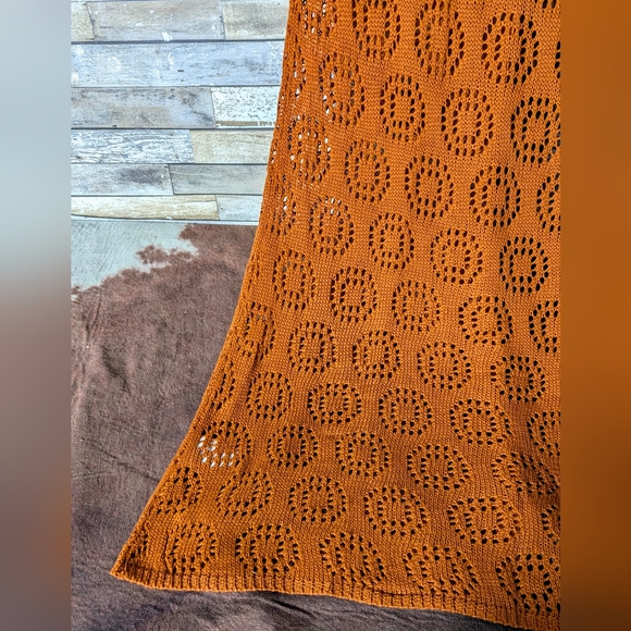 New Orange Sleeveless Knit Sweater Vest With Ties - Picture 10 of 13